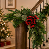 Mixed Pine Corner Swags with Buffalo Plaid Bow, 24 Inch Set of 2