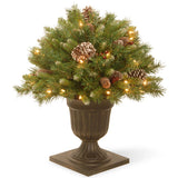 Pre-Lit Frosted Berry Porch Bush with Clear Lights & Urn Base, 24 Inch