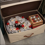 Pre-Lit Snowy Bristle Pine Wreath with Red & Silver Ornaments, 24 Inch