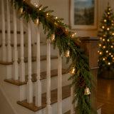 Christmas Bells Pine Garland with Pinecones & Gold Bell Accents, 6ft