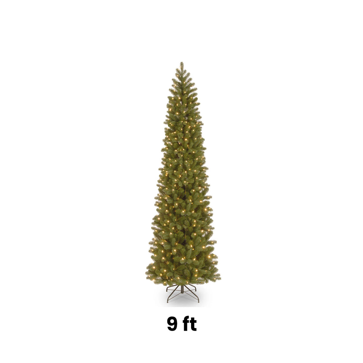 9ft Pre-Lit Downswept Douglas Fir Pencil Slim Christmas Tree with Clear Lights