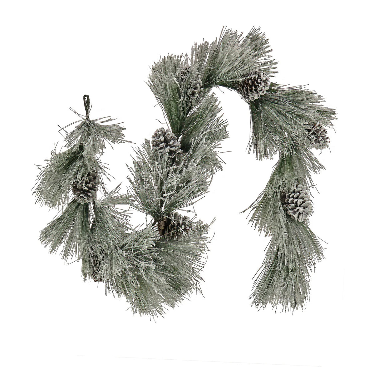 7ft Snowy Long Needle Christmas Garland with Pinecones
