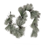 7ft Snowy Long Needle Christmas Garland with Pinecones