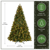 9ft Pre-Lit Carolina Pine Christmas Tree with Clear Lights & Pinecones
