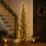 10ft Pre-Lit Carolina Pine Slim Artificial Christmas Tree with Clear Lights