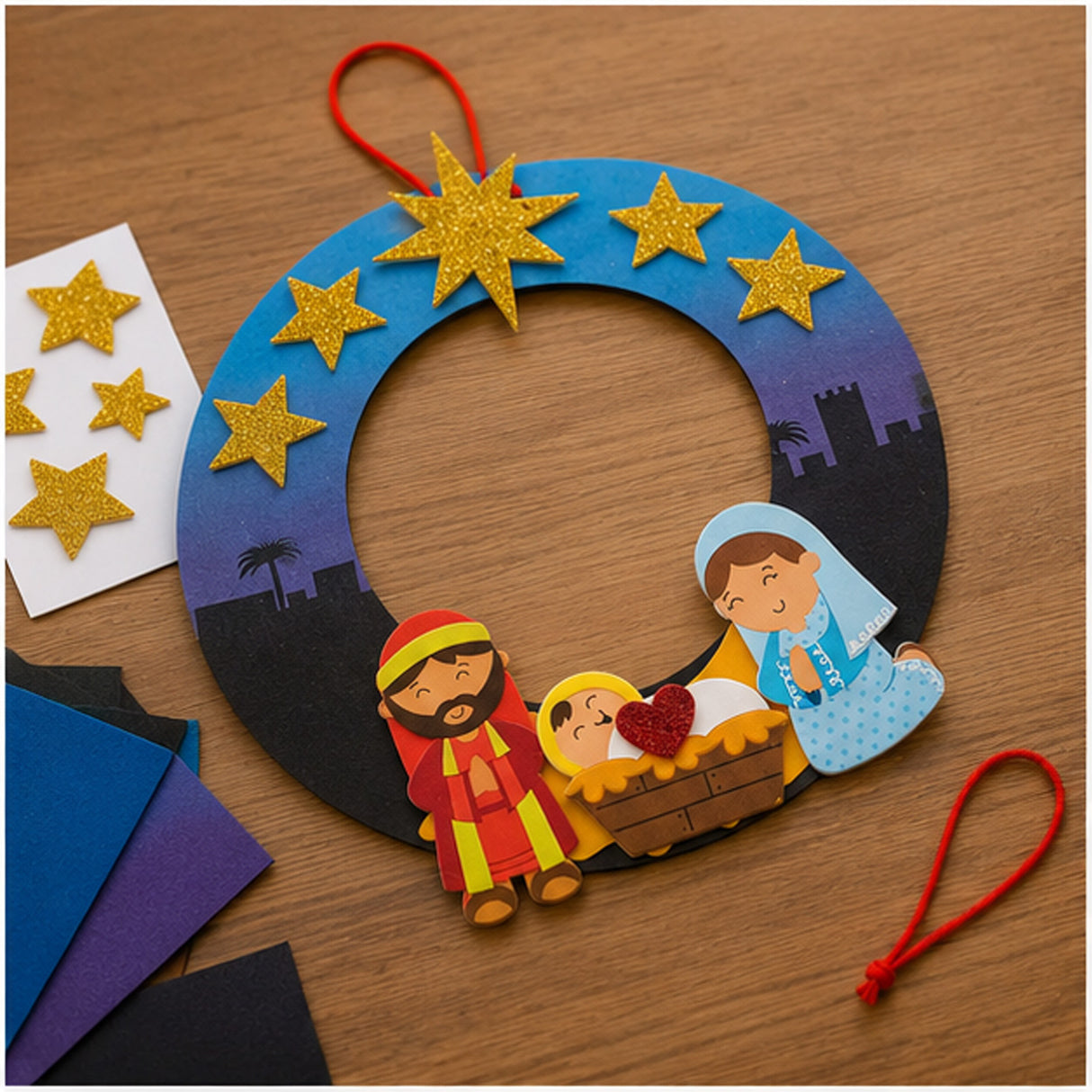 Religious Nativity Holy Family Wreath Craft Kit Makes 12