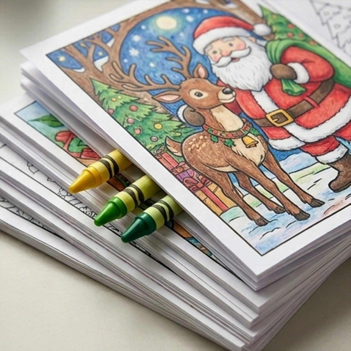 Christmas Coloring Books with 4-Color Crayons 12 Pack Activity Set
