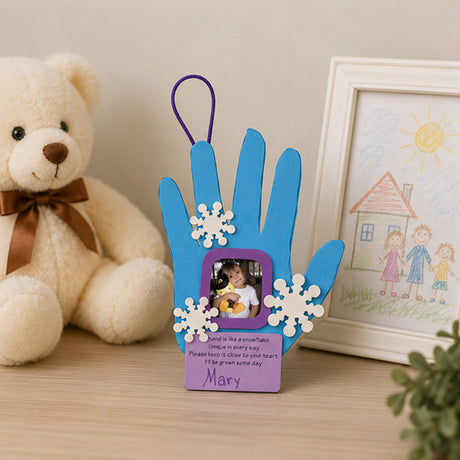 Handprint Snowflake Picture Frame Ornament Craft Kit 12 Pack