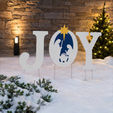 JOY Nativity Yard Stakes Christmas Outdoor Decor 3 Pc Set