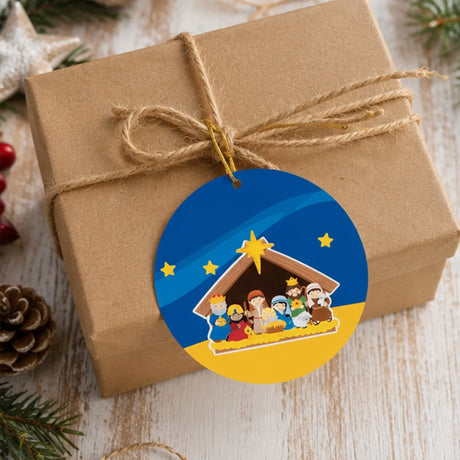 Nativity Paper Sticker Scene Christmas Ornaments 5 Inch 24 Pc