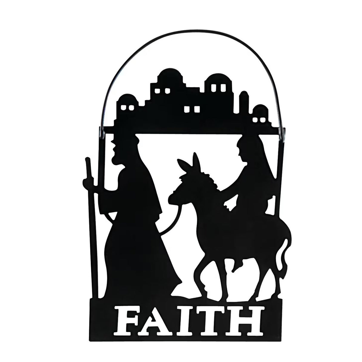 Mary Joseph Donkey Faith Metal Christmas Ornaments 12 Pc Set