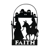 Mary Joseph Donkey Faith Metal Christmas Ornaments 12 Pc Set