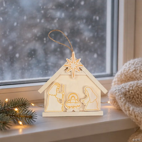DIY Unfinished Wood Nativity Christmas Ornaments 12 Pc Craft Set