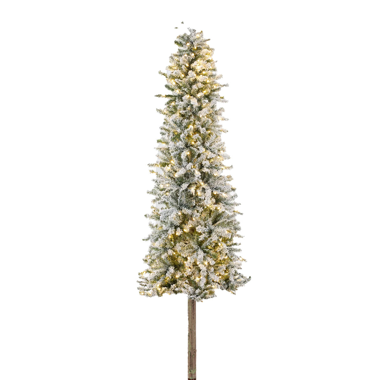 Pre Lit Flocked Alpine Slim Pencil Christmas Tree with LED Lights