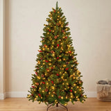 Pre Lit Pre Decorated Spruce Christmas Tree with Pine Cones and Berries