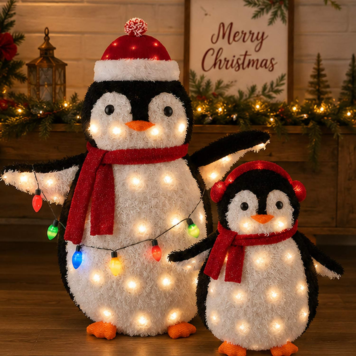 Lighted Pop-Up Penguin Family Christmas Decoration 3 Ft 150 LED