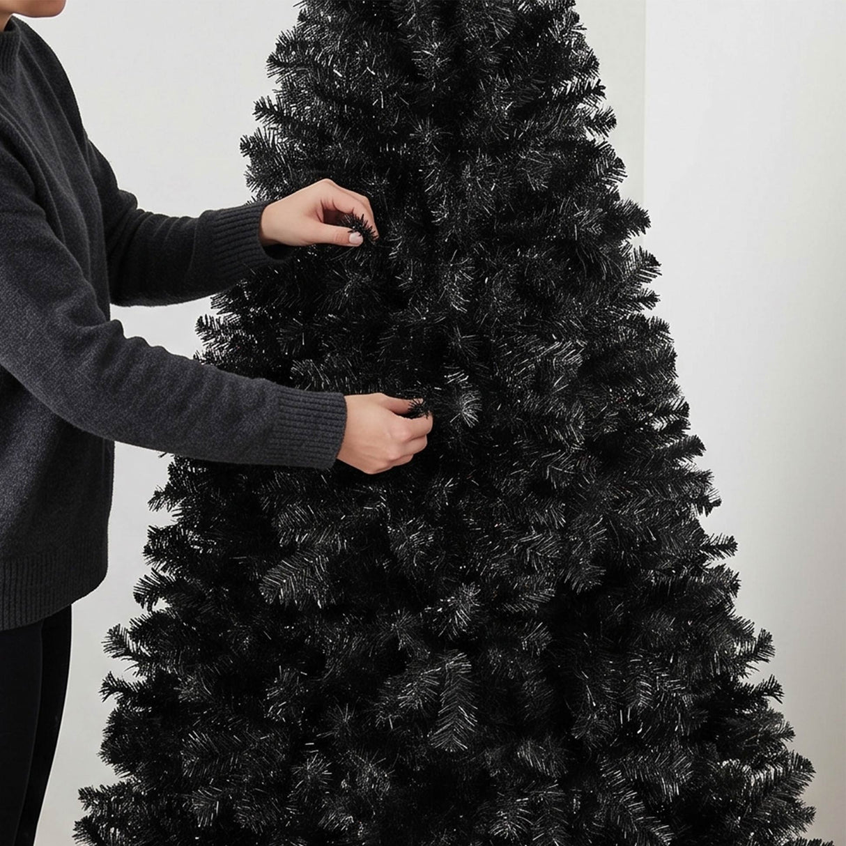 Artificial Black Christmas Tree Unlit Pine Design Easy Assembly
