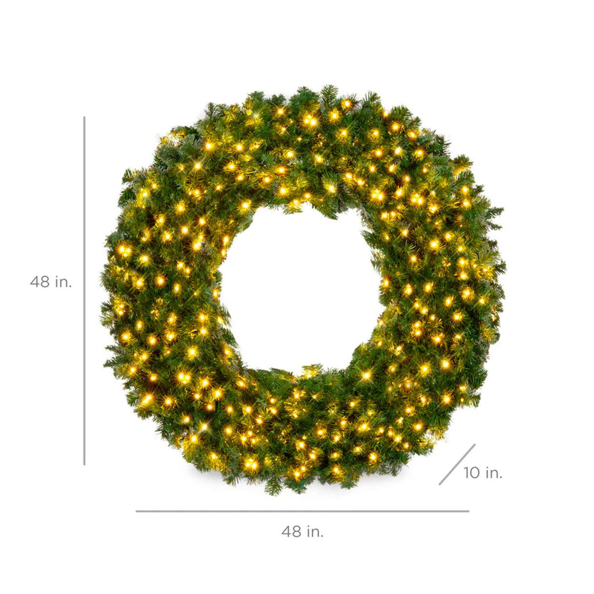 Pre Lit Artificial Fir Christmas Wreath with LED Lights Plug In PVC Tips