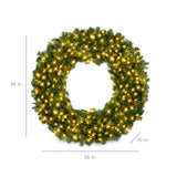 Pre Lit Artificial Fir Christmas Wreath with LED Lights Plug In PVC Tips