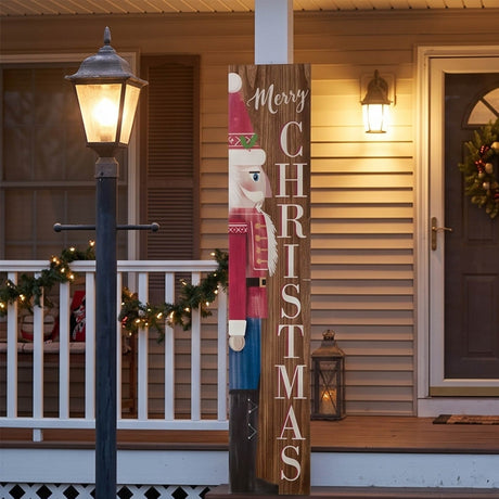 60 Inch Wooden Christmas Nutcracker Porch Sign Merry Christmas Decor