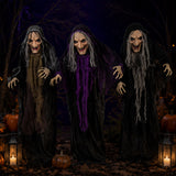 3.6 Ft Halloween Creepy Old Witches Yard Decoration Set – 3 Pc.