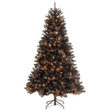 7.5FT Pre-Lit Black North Valley Spruce Christmas Tree with White Lights