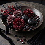 24 in. Halloween Red Widow Wreath with Black Ribbon