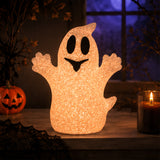 9 in. Halloween Color-Changing White Ghost Decoration with LED Lights