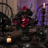 18 in. Halloween Rose Flowers Plant Decoration in a Black Urn