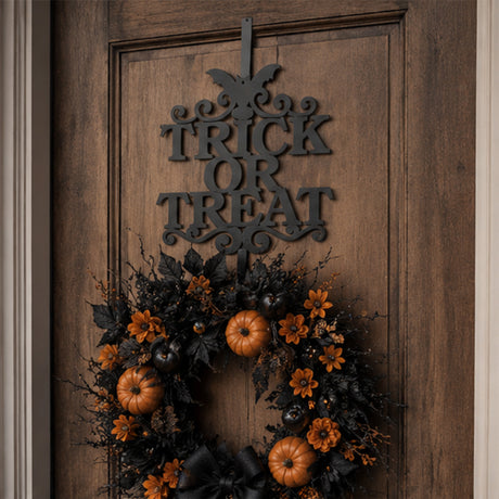 19 in. Halloween “Trick or Treat” Metal Wreath Hanger