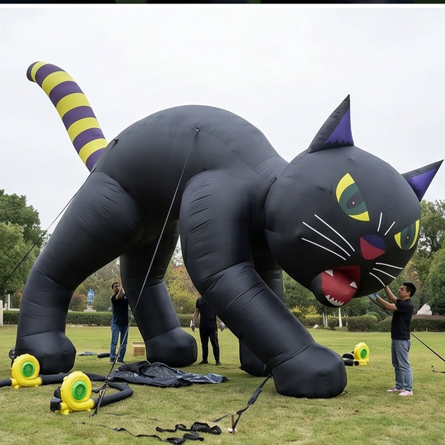 20 ft. Halloween Black Cat Inflatable Decoration with LED Lights, Plug-In