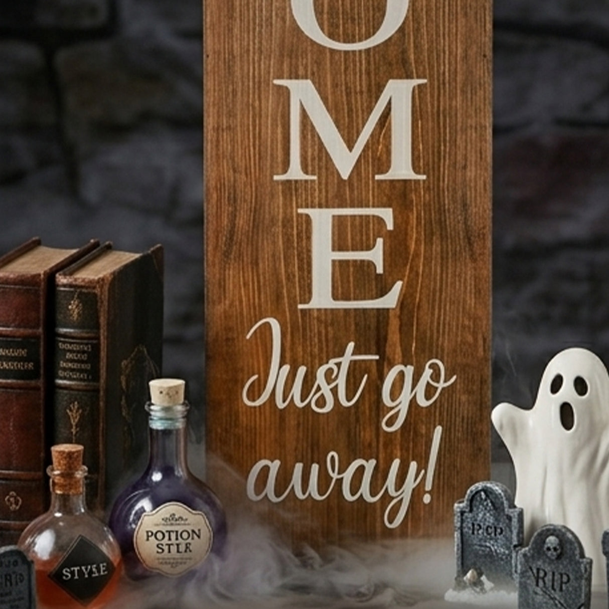 39 in Unwelcome Halloween Wooden Porch Hanging Sign Decor