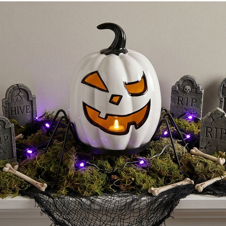 15 in Pre Lit Ghost Pumpkin Halloween Tabletop LED Decor