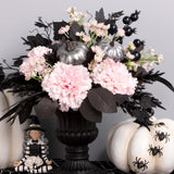 17IN Pink Carnation Halloween Centerpiece with Black Urn