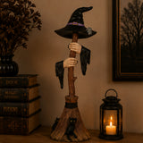 48IN Halloween Witch Broom with Arms & Hat Table Decor