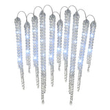 16IN Ice Crystals Icicles Set of 10 with Cool White LED Lights