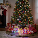 Pre-Lit Multicolor Christmas Gift Boxes Set of 3 with Warm White Lights