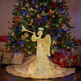 86IN Pre Lit Crystal White Standing Buck with Cool White LED Lights
