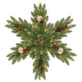 Pre-Lit 32 in. Glittery Gold Dunhill Fir Snowflake with Warm White LED Lights, Christmas Wall & Door Decoration