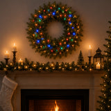 Pre-Lit 24 in. Norwood Fir Christmas Wreath with Multicolor LED Lights