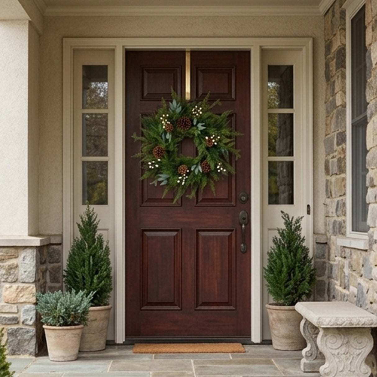24IN Inspired by Nature Christmas Wreath with White Berries