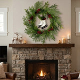 22IN Winter Skates Christmas Wreath with Red Berries