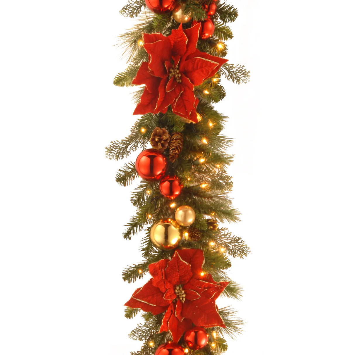 9FT Pre-Lit Decorative Collection Holiday Garland with Clear Lights