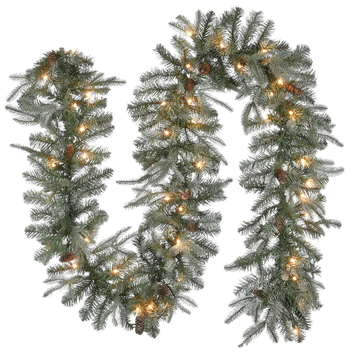 9FT Pre-Lit Frosted Arctic Spruce Garland with Clear Lights