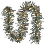 9FT Pre-Lit Frosted Arctic Spruce Garland with Clear Lights