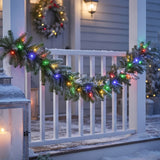9FT Pre-Lit Norwood Fir Garland with Multicolor LED Lights