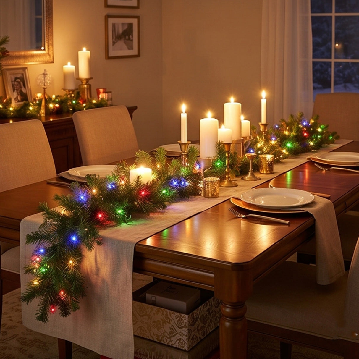 9FT Pre-Lit Norwood Fir Garland with Multicolor LED Lights