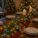 Pre-Lit Decorative Collection Retro Ornament Garland with Warm White LED Lights, 9 Foot