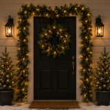 Pre-Lit Carolina Pine Garland with Warm White LED Lights, 9 Foot