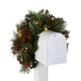 Pre-Lit Colonial Fir Mailbox Swag with Warm White LED Lights, 36 Inch